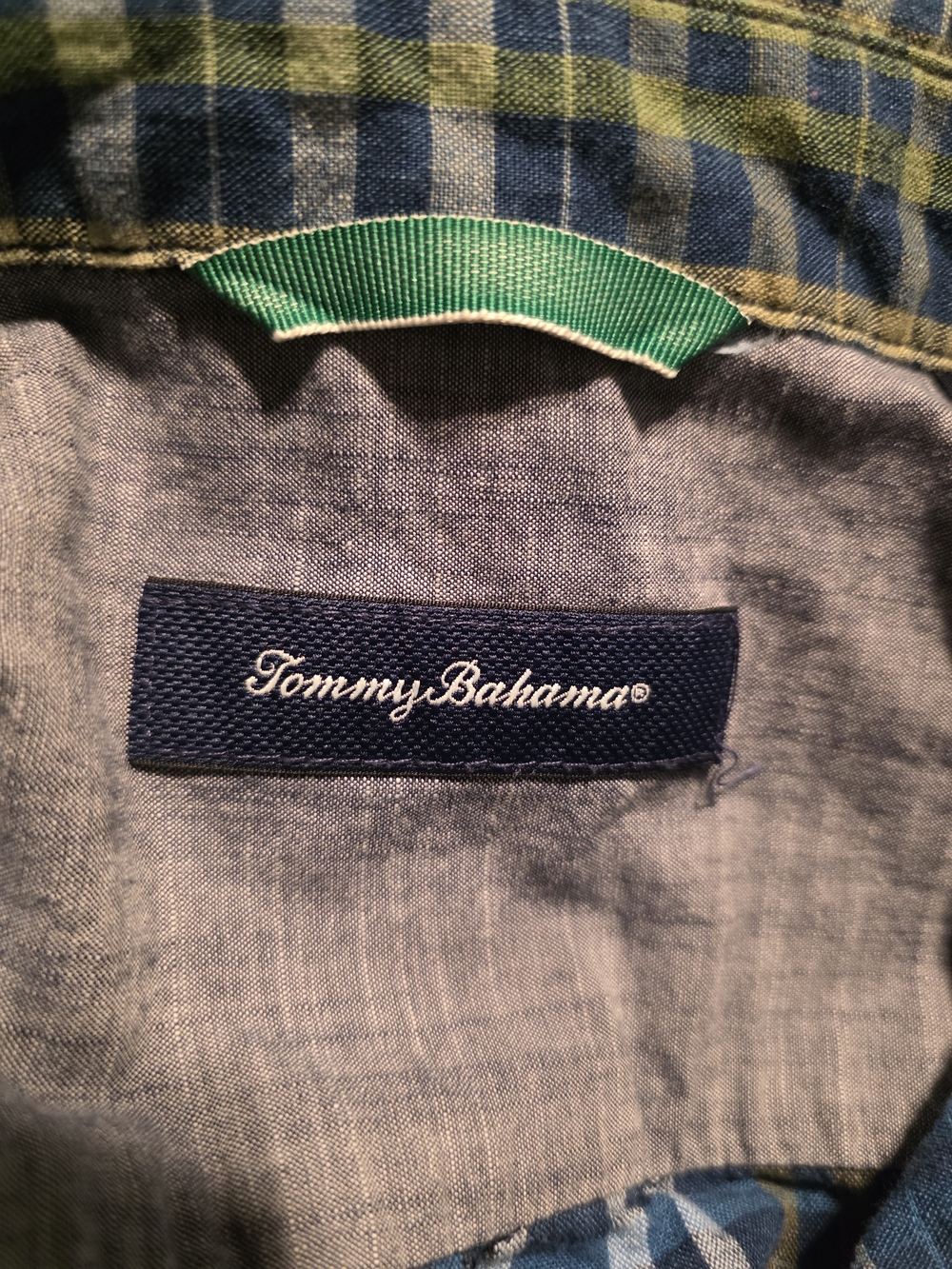 Tommy Bahama Blue, Green & White Plaid Button-Down Shirt - Picture 5 of 6